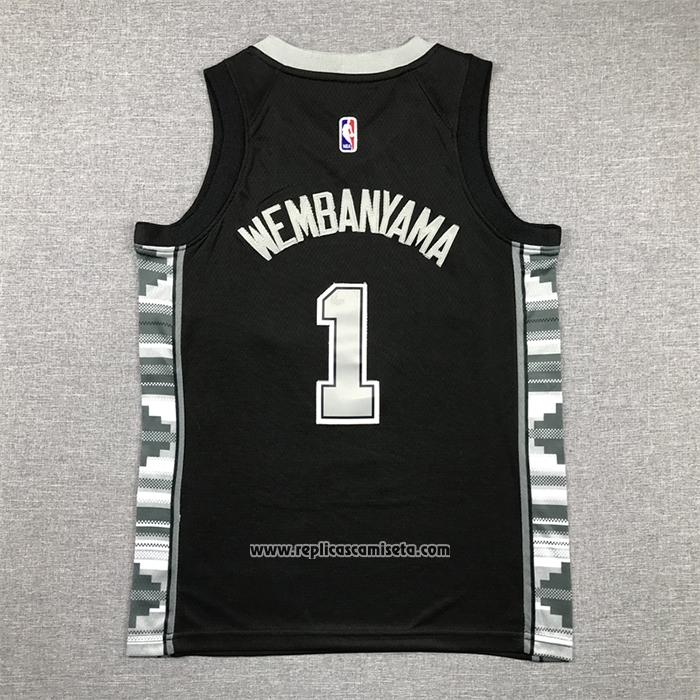 Camiseta Nino San Antonio Spurs Victor Wembanyama #1 Statement 2022-23 Negro